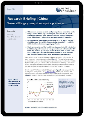 China | We’re still largely sanguine on price pressures | Oxford Economics